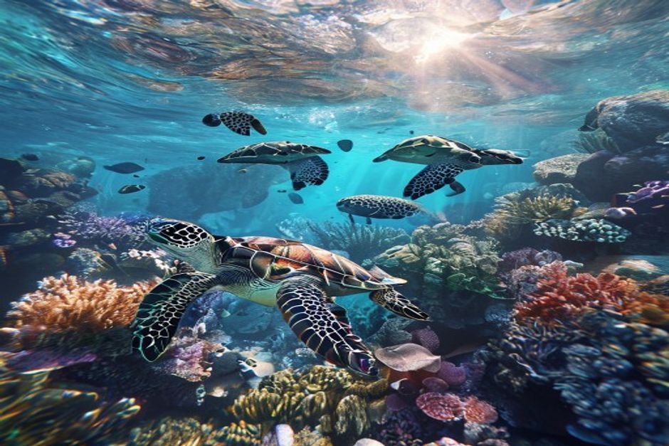 AI generated underwater coral reef scene